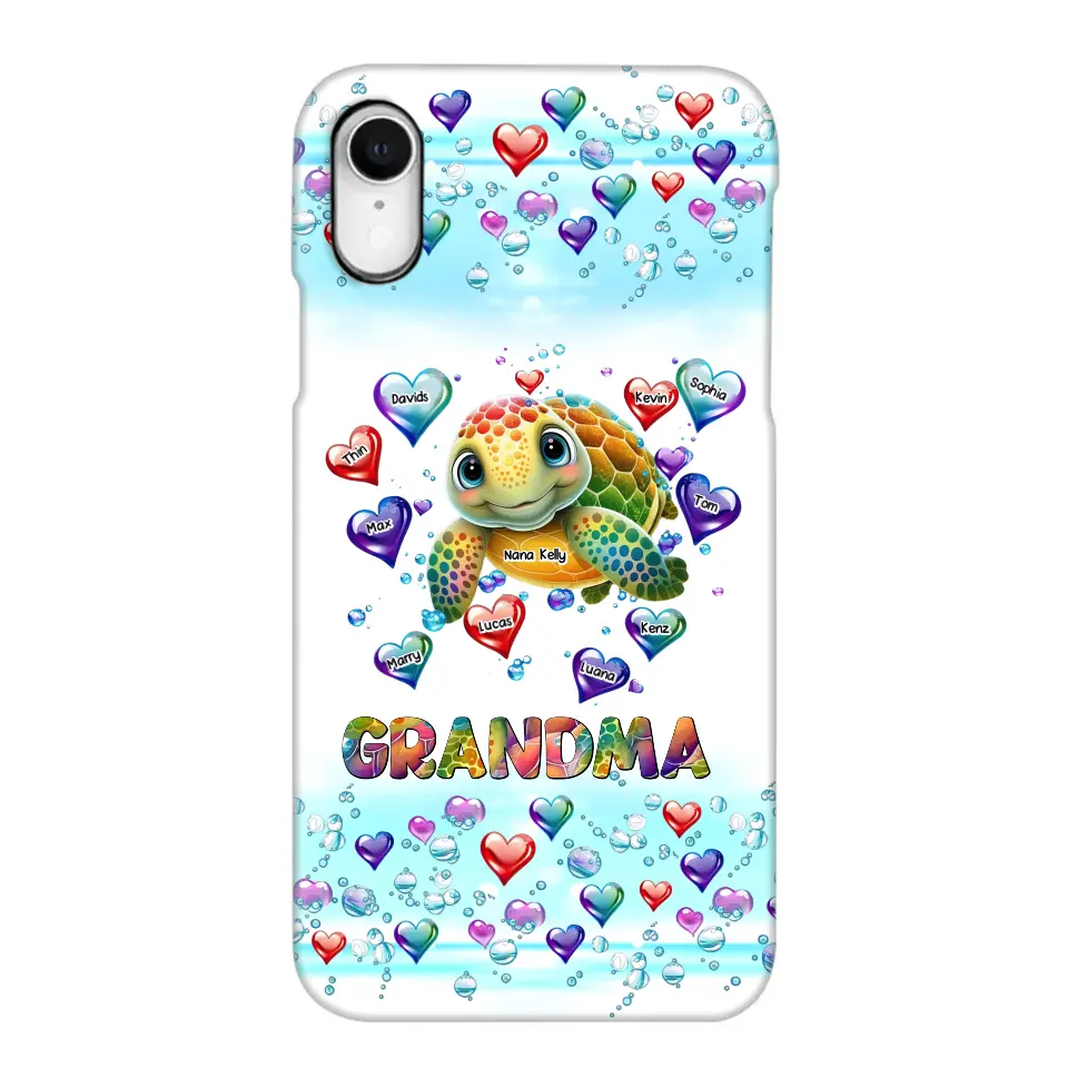 Personalized Grandma Mom Auntie Colorful Cute Turtles With Custom Kids Name Gift For Grandma Phonecase PTN2723