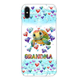 Personalized Grandma Mom Auntie Colorful Cute Turtles With Custom Kids Name Gift For Grandma Phonecase PTN2723