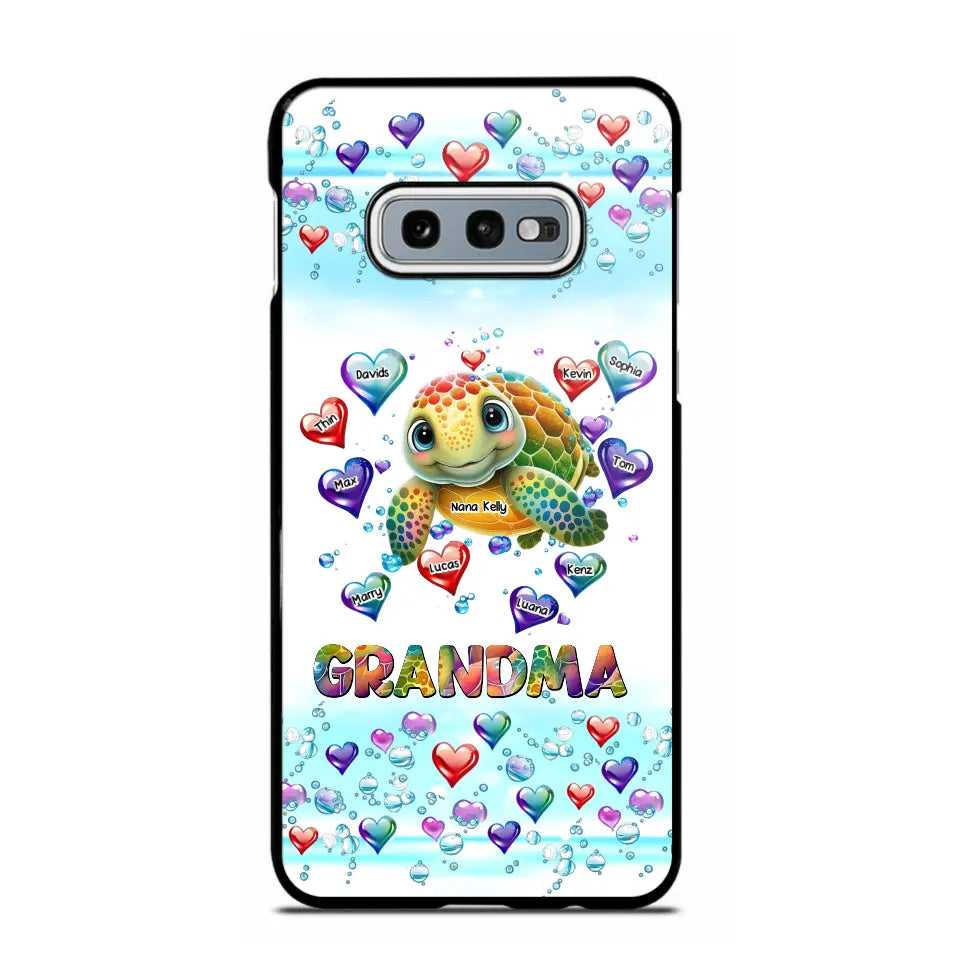 Personalized Grandma Mom Auntie Colorful Cute Turtles With Custom Kids Name Gift For Grandma Phonecase PTN2723