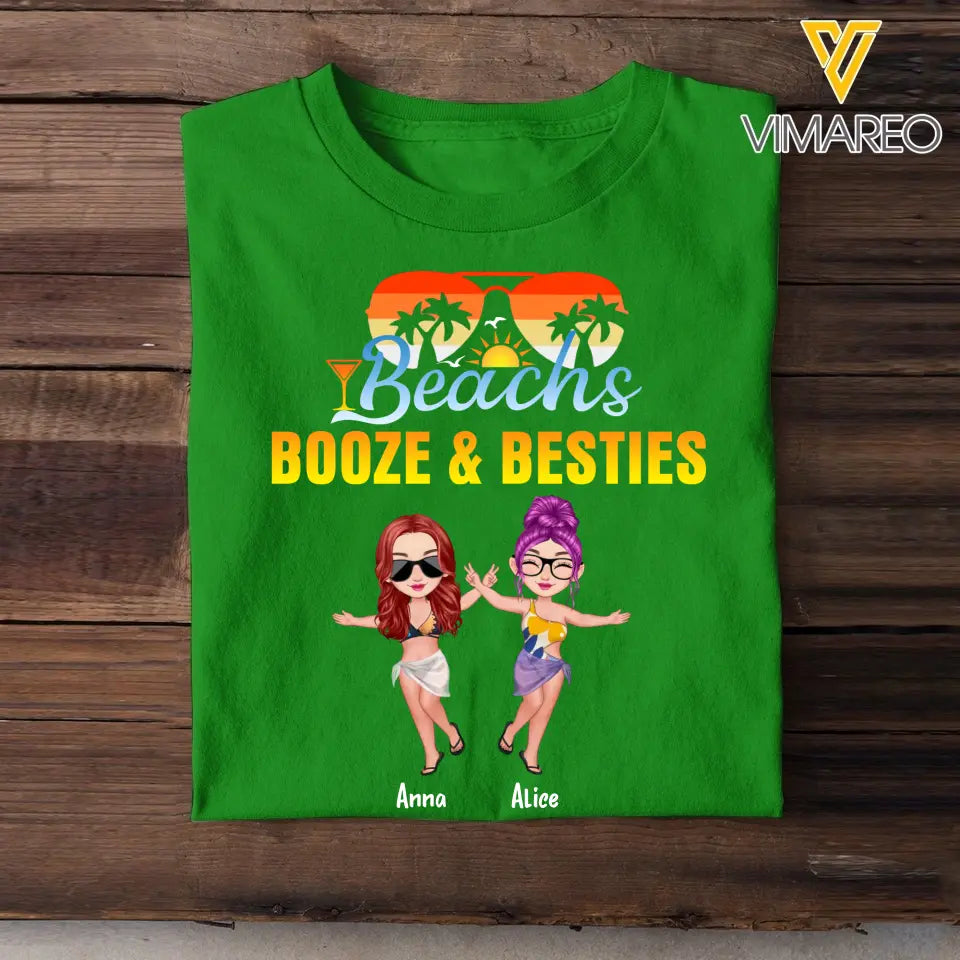 Personalized Beachs Booze & Besties T-shirt Printed MTHKVH3006