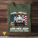 Personalized A Girl Her Cats And Her Jeep It's A Beautiful Thing T-shirt Printed 23JUN-TB29