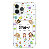 Personalized Grandma with Kids Name Flowers Background Gift For Grandma Phonecase PNDT2906