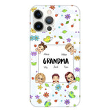 Personalized Grandma with Kids Name Flowers Background Gift For Grandma Phonecase PNDT2906