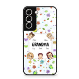 Personalized Grandma with Kids Name Flowers Background Gift For Grandma Phonecase PNDT2906