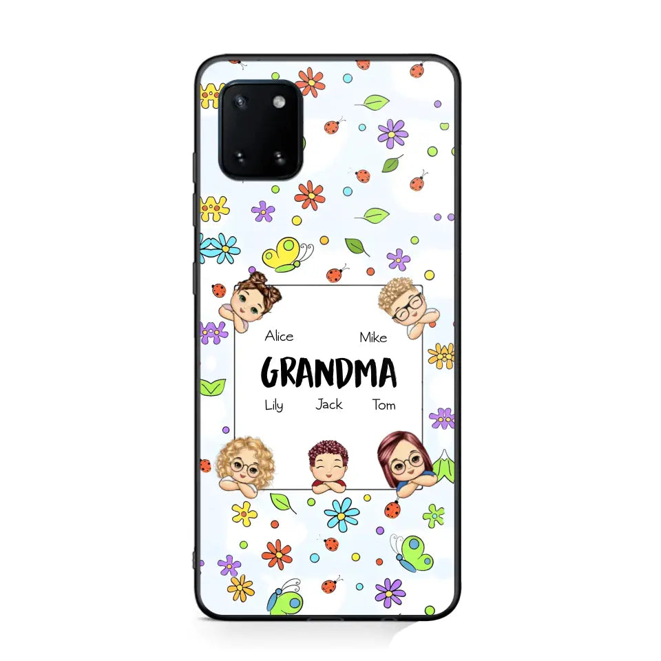 Personalized Grandma with Kids Name Flowers Background Gift For Grandma Phonecase PNDT2906