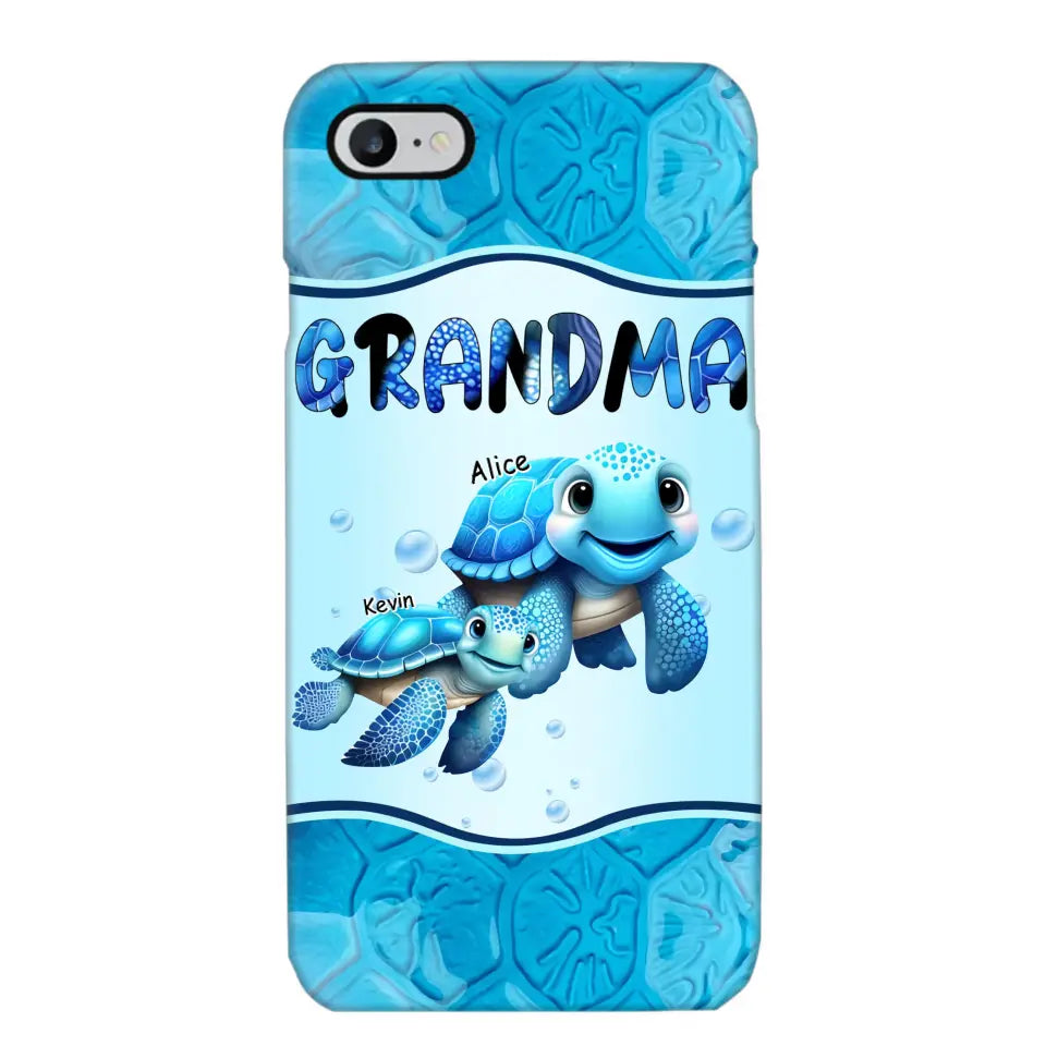 Personalized Grandma Turtles with Kid Name Ocean Background Gift For Grandma Phonecase 23JUN-HN30