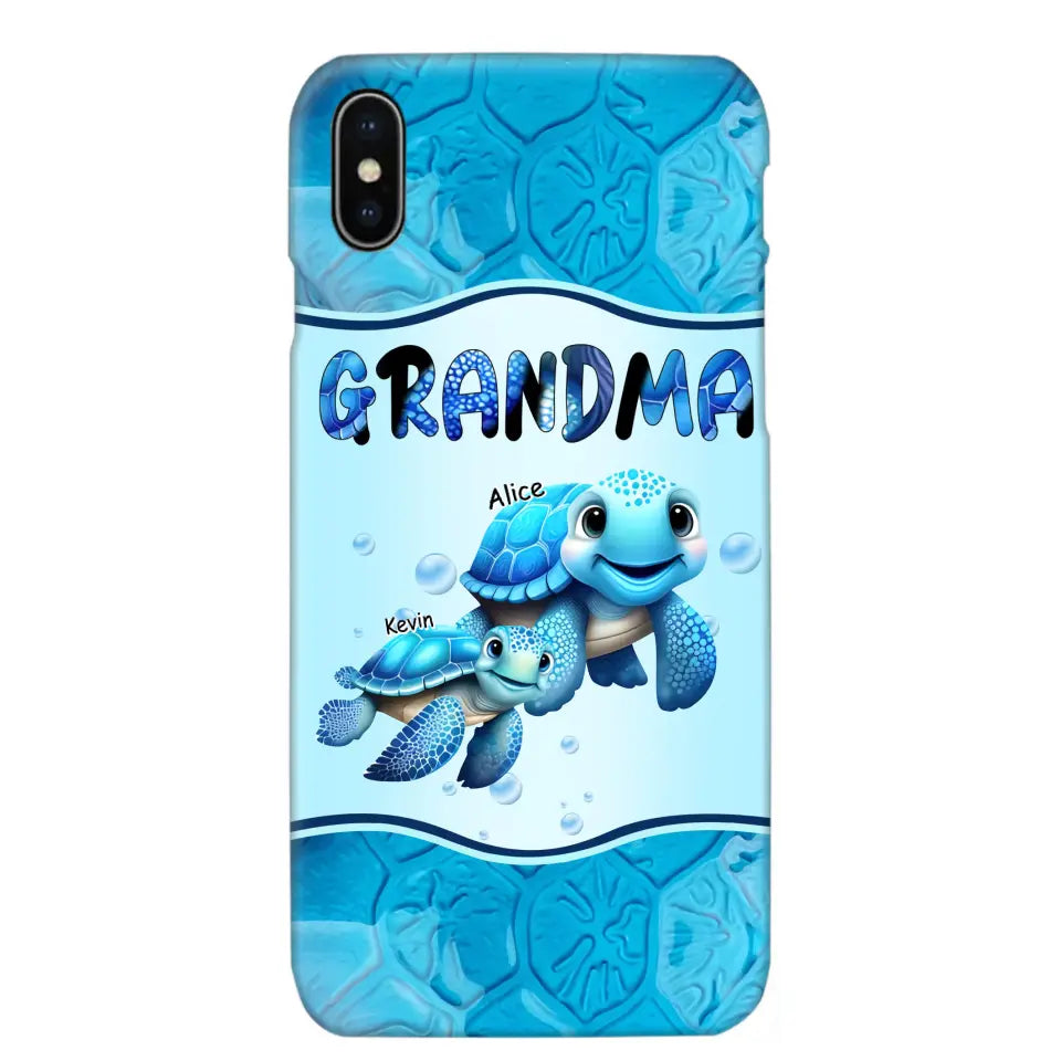 Personalized Grandma Turtles with Kid Name Ocean Background Gift For Grandma Phonecase 23JUN-HN30