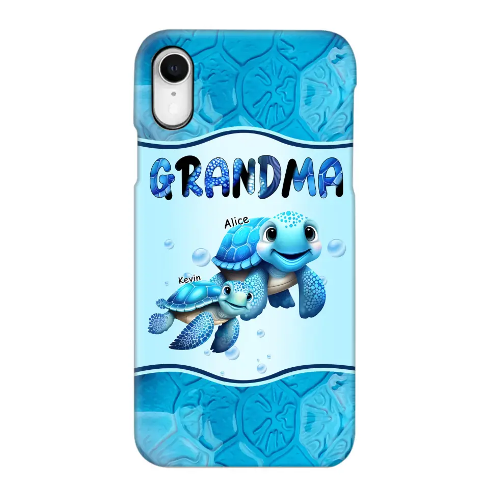 Personalized Grandma Turtles with Kid Name Ocean Background Gift For Grandma Phonecase 23JUN-HN30