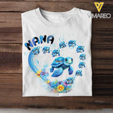 Personalized Grandma Nana Mom Auntie Chibi Turtles Heart 2D Printed Tshirt