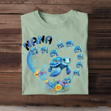 Personalized Grandma Nana Mom Auntie Chibi Turtles Heart 2D Printed Tshirt