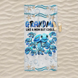 Personalized Grandma Like A Mom But Cooler Turtle with Kid Names Beach Towel Printed PNKVH3006