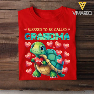 Personalized Blessed To Be Called Grandma Turtles Hearts with Kid Names T-shirt Printed PNHQ0407