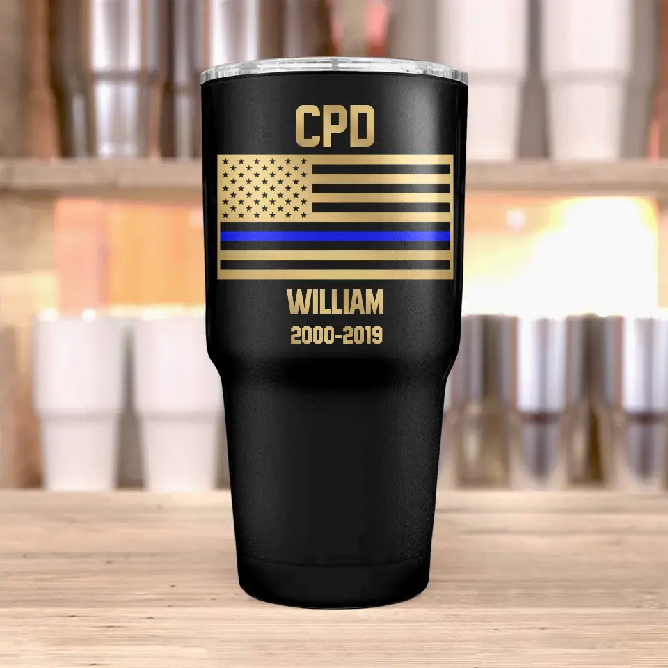 Personalized US Police Department with Name Black Mug or Tumbler 30oz Printed 23JUL-HQ05