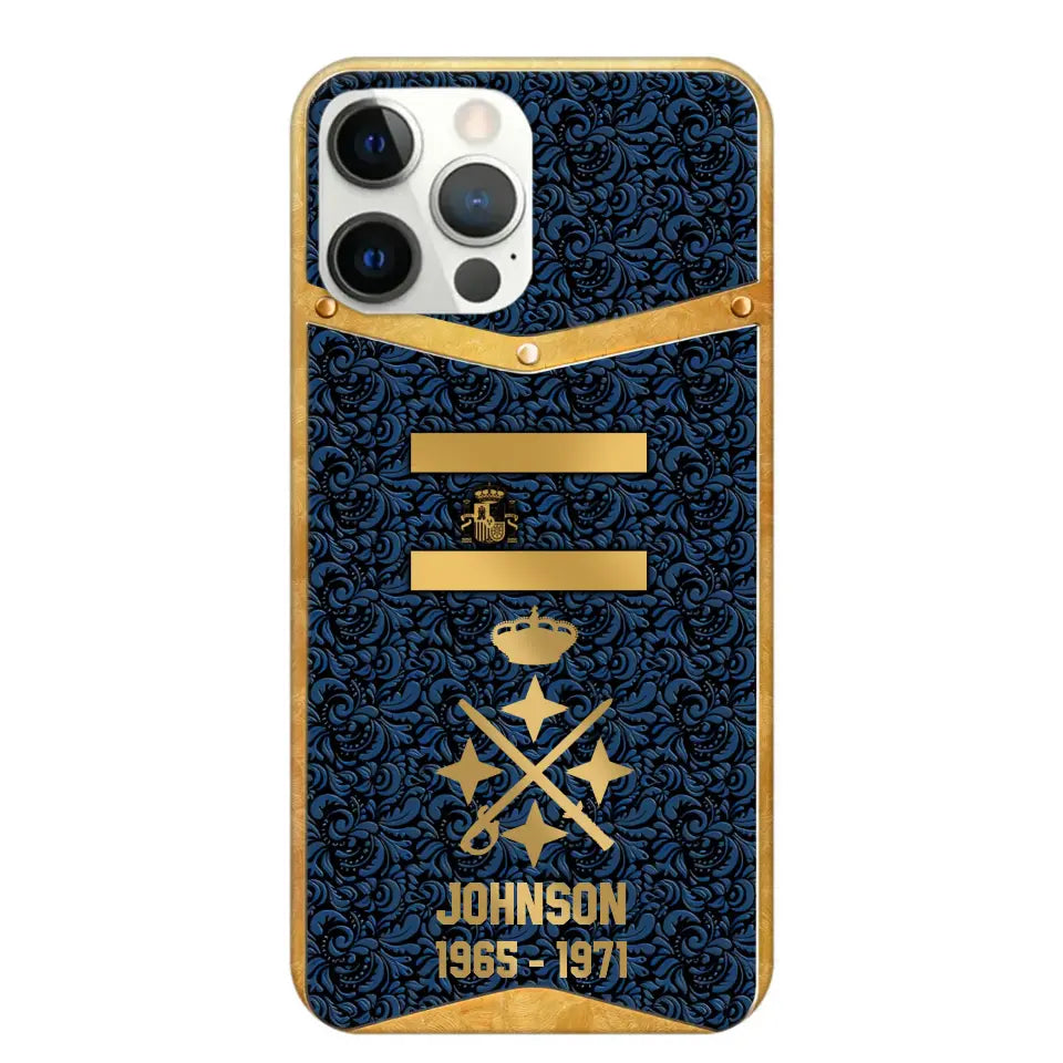 Personalized Royal Golden Spanish Veteran Phonecase Printed 67