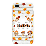 Personalized Fall Season Pumpkin Autumn Grandma with Kid Name Gift For Grandma Phonecase PNDT0707