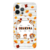 Personalized Fall Season Pumpkin Autumn Grandma with Kid Name Gift For Grandma Phonecase PNDT0707