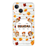 Personalized Fall Season Pumpkin Autumn Grandma with Kid Name Gift For Grandma Phonecase PNDT0707