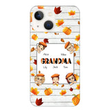 Personalized Fall Season Pumpkin Autumn Grandma with Kid Name Gift For Grandma Phonecase PNDT0707