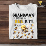 Personalized Grandma's Reasons To Bee Happy Nana Mom Auntie Custom Kids Name Tshirt