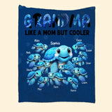 Personalized Grandma Like A Mom But Cooler Turtles with Kid Names Quilt Blanket Printed HTHHN0507