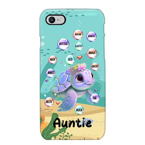 Personalized Auntie Turtle Colorful With Kids Phone Case Printed QTHN1007