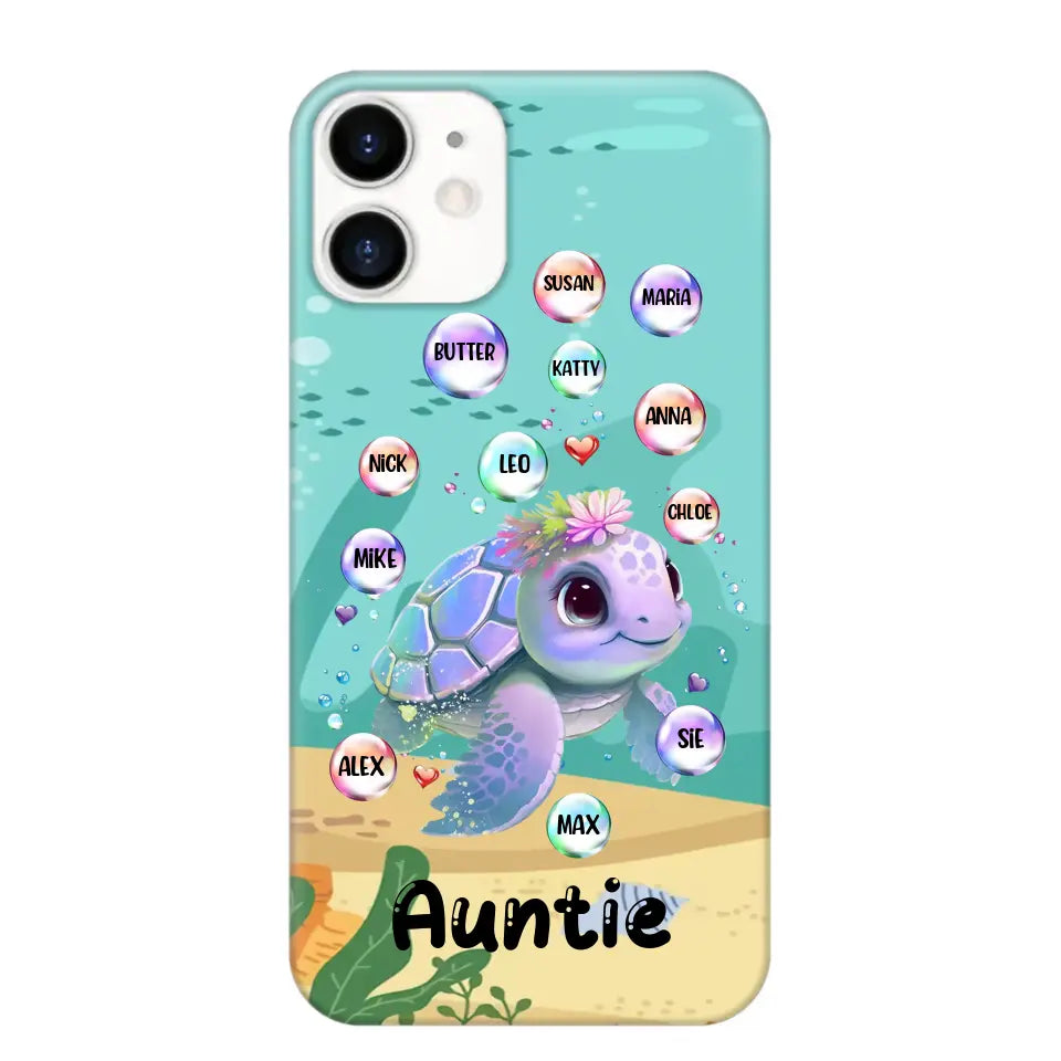 Personalized Auntie Turtle Colorful With Kids Phone Case Printed QTHN1007