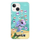 Personalized Auntie Turtle Colorful With Kids Phone Case Printed QTHN1007