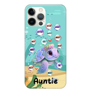 Personalized Auntie Turtle Colorful With Kids Phone Case Printed QTHN1007