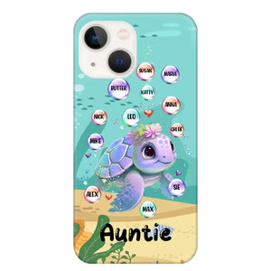 Personalized Auntie Turtle Colorful With Kids Phone Case Printed QTHN1007