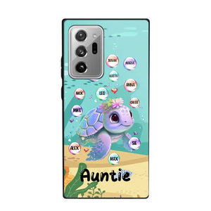 Personalized Auntie Turtle Colorful With Kids Phone Case Printed QTHN1007