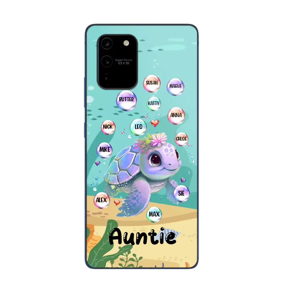 Personalized Auntie Turtle Colorful With Kids Phone Case Printed QTHN1007