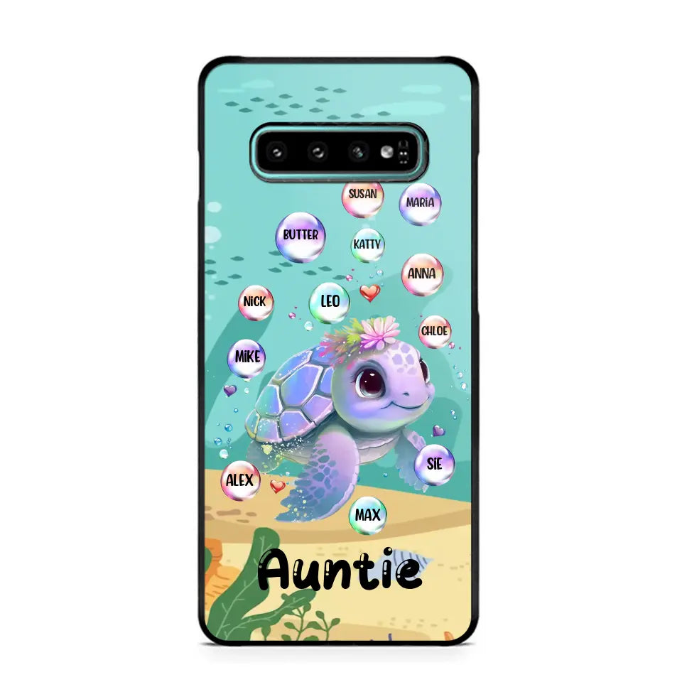 Personalized Auntie Turtle Colorful With Kids Phone Case Printed QTHN1007