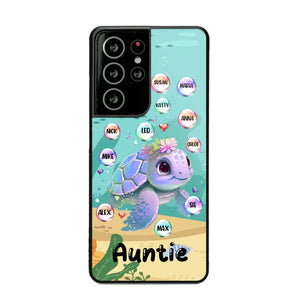 Personalized Auntie Turtle Colorful With Kids Phone Case Printed QTHN1007