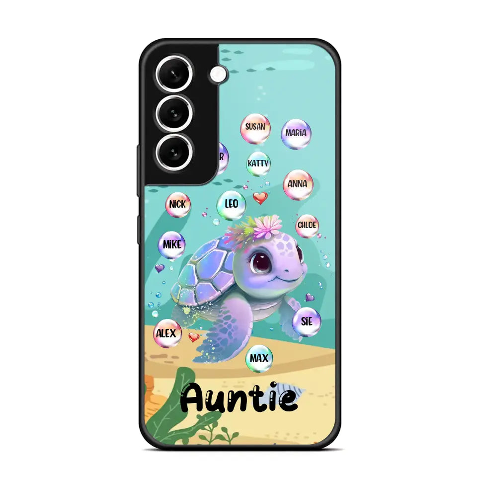 Personalized Auntie Turtle Colorful With Kids Phone Case Printed QTHN1007