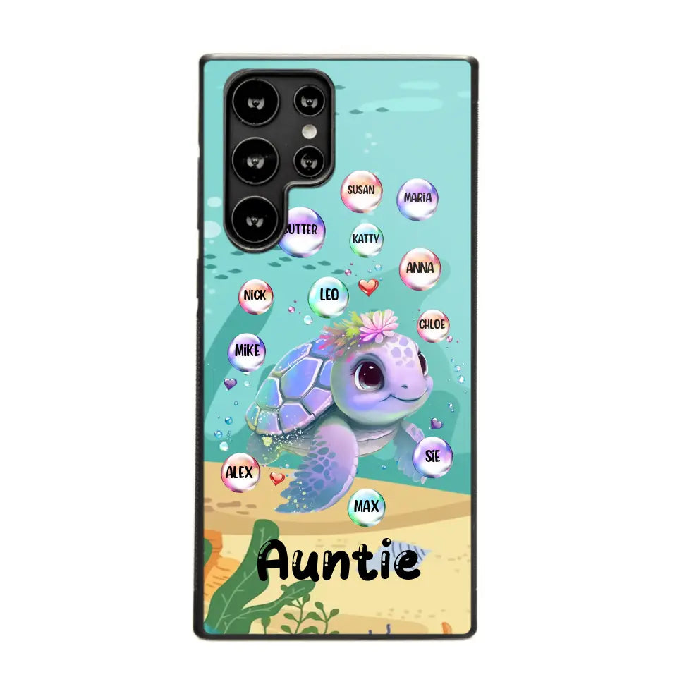 Personalized Auntie Turtle Colorful With Kids Phone Case Printed QTHN1007