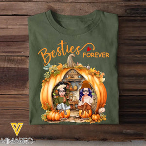 Personalized Besties Forever Fall Season Pumpkin T-shirt Printed MTHQ1007