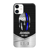 Personalized US Flag Law Enforcement Thin Blue Line Department Phone Case Printed 23JUL-PD12