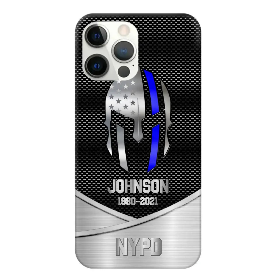 Personalized US Flag Law Enforcement Thin Blue Line Department Phone Case Printed 23JUL-PD12