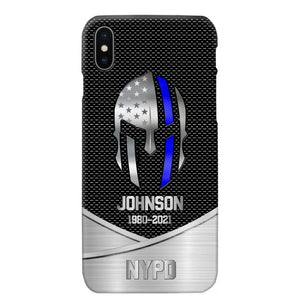 Personalized US Flag Law Enforcement Thin Blue Line Department Phone Case Printed 23JUL-PD12