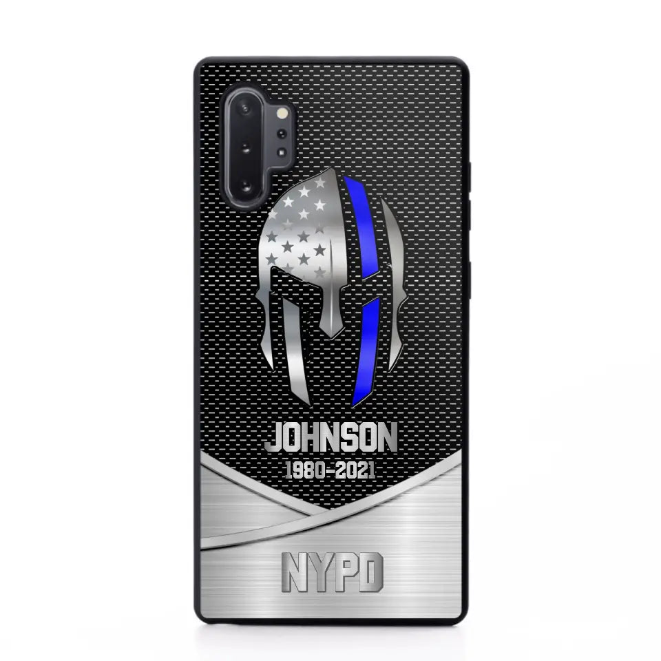 Personalized US Flag Law Enforcement Thin Blue Line Department Phone Case Printed 23JUL-PD12