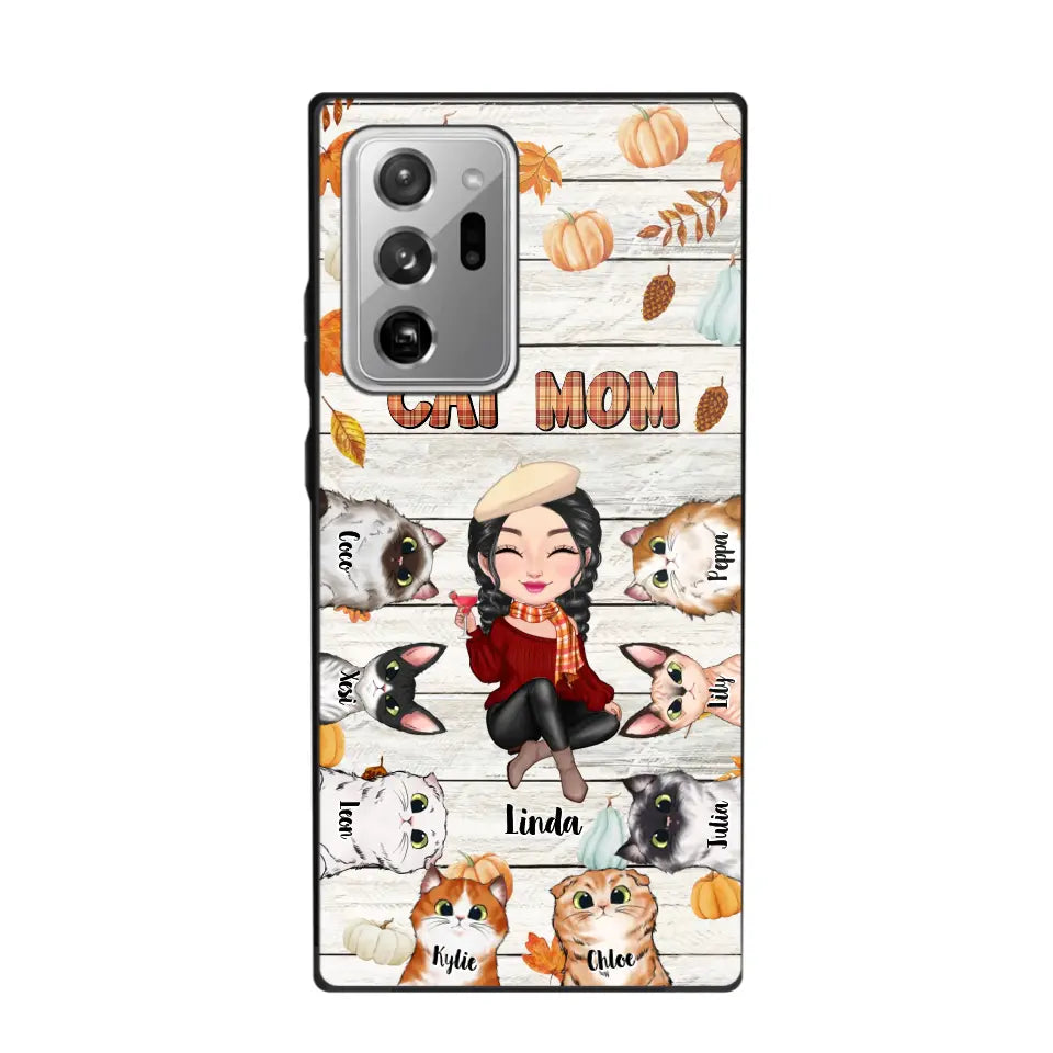 Personalized Cat Mom Fall Season Pumpkin Phonecase Printed MTPN1107