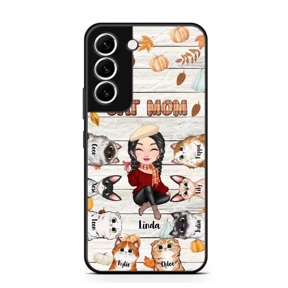 Personalized Cat Mom Fall Season Pumpkin Phonecase Printed MTPN1107