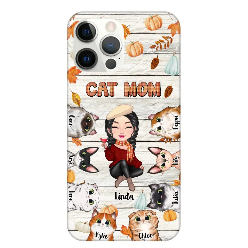 Personalized Cat Mom Fall Season Pumpkin Phonecase Printed MTPN1107