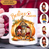 Personalized Fall Season Pumpkin Besties Forever White Mug Printed MTKVH1407