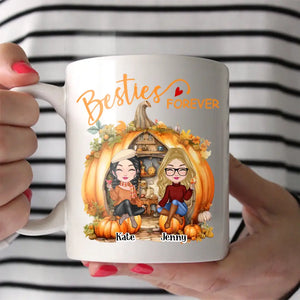 Personalized Fall Season Pumpkin Besties Forever White Mug Printed MTKVH1407