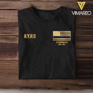 Personalized US Blue Line Flag Tshirt Printed QTKH1807