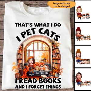 Personalized Fall Season Cat Mom That's What I Do I Pet Cats I Read Books And I Forget Things T-shirt Printed MTHN1807