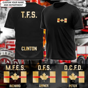 Personalized Canadian Firefighter Tshirt Printed QTPVD197