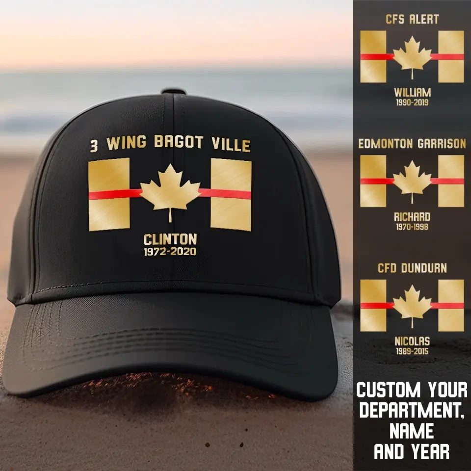 Personalized Canadian Firefighter Thin Red Line Cap Printed 23JUL-PD19