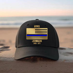 Personalized US Law Enforcement Thin Blue Line Cap Printed 23JUN-HQ26